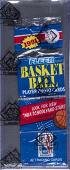 1991-92 Fleer Unopened Rack Pack (42 Cards) - BBCE Certified - Including One Pack with a Michael Jordan Card on Top  